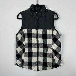 Maurices Black & White Buffalo Plaid Vest Jacket minimalist